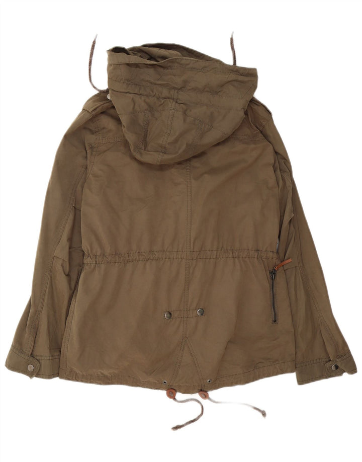 Zara Womens Hooded Military Jacket UK 14 Medium Khaki Cotton