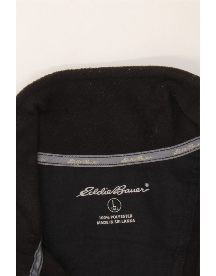 EDDIE BAUER Mens Tall Zip Neck Fleece Jumper Large Black Polyester Vintage Eddie Bauer and Second-Hand Eddie Bauer from Messina Hembry 