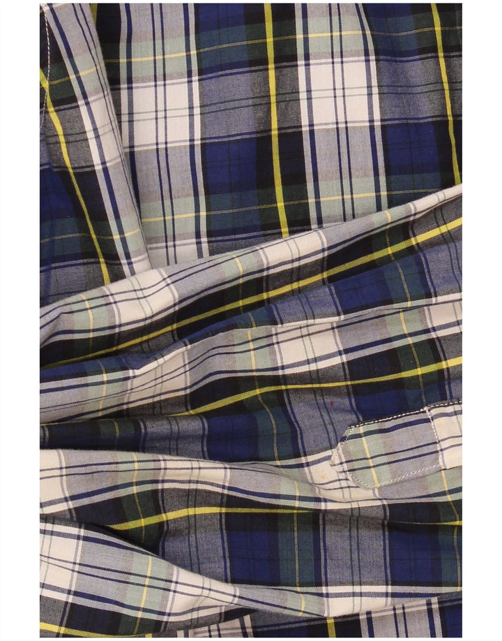 Nautica Mens Shirt Large Navy Blue Check Cotton