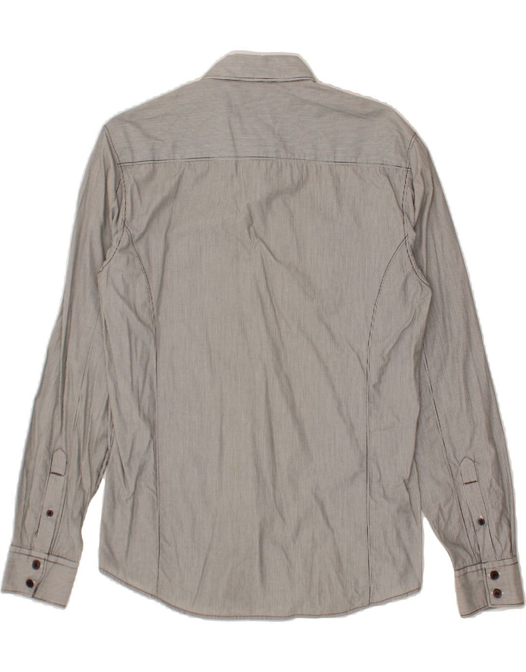 JACK & JONES Mens Graphic Military Shirt Medium Grey Pinstripe Vintage Jack & Jones and Second-Hand Jack & Jones from Messina Hembry 