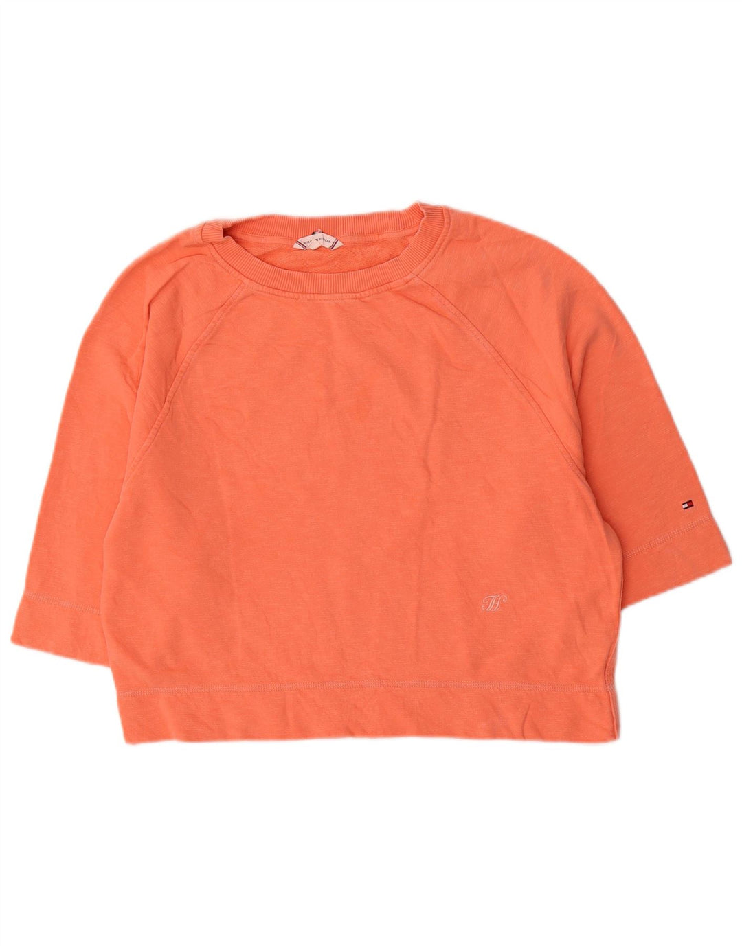 Tommy Hilfiger Womens 3/4 Sleeve Sweatshirt Jumper UK 14 Medium Orange
