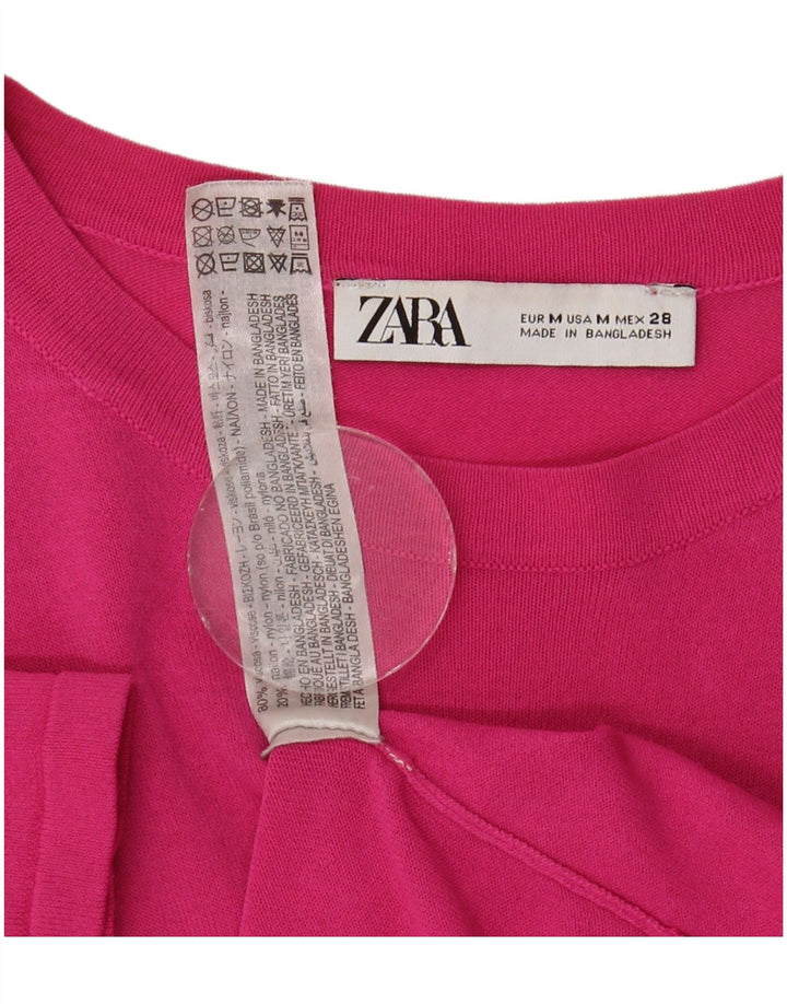 Zara Womens T-Shirt Top UK 12 Medium Pink Viscose