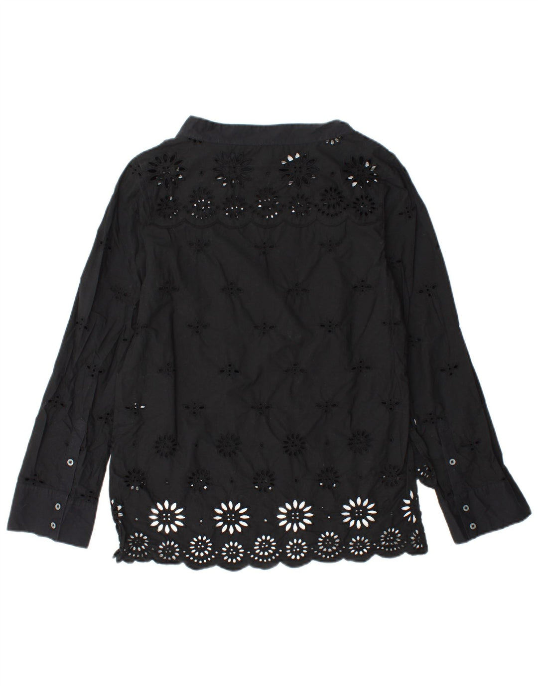 J. CREW Womens Long Sleeve Blouse Top US 2 XS Black Floral Cotton