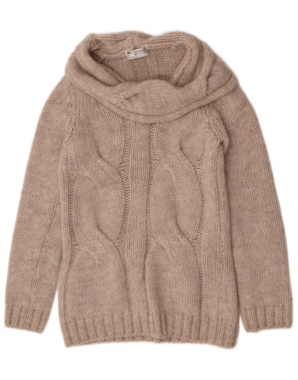 Marks & Spencer Womens Roll Neck Jumper Sweater UK 8 Small Beige Acrylic