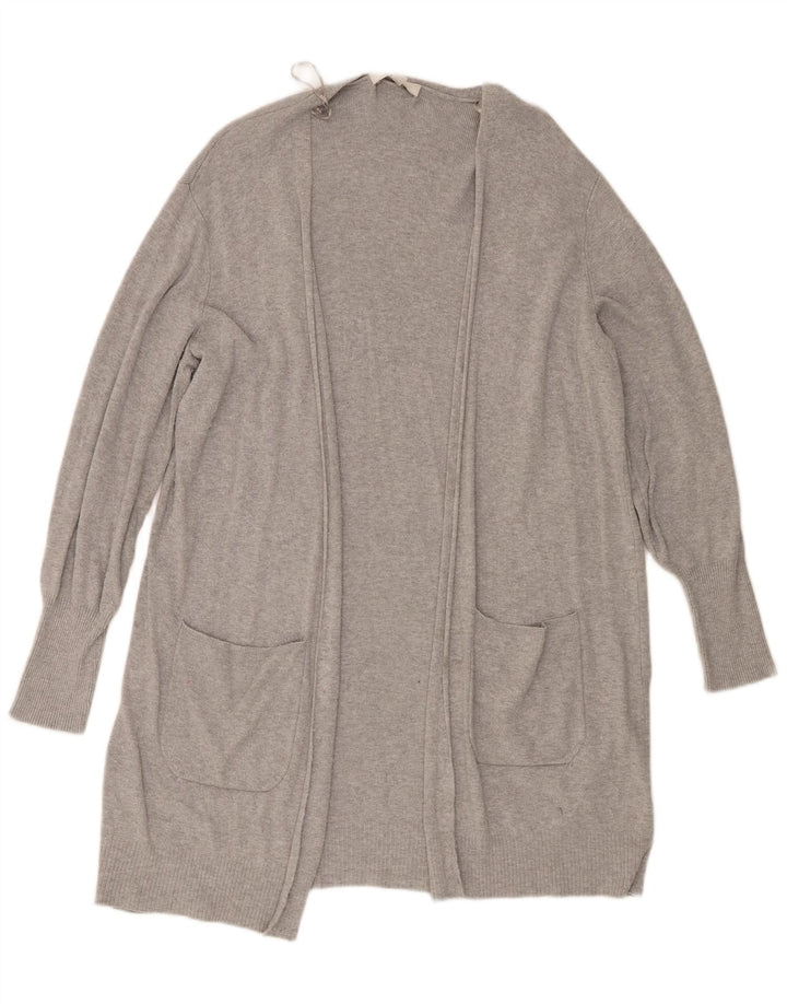 Marks & Spencer Womens Longline Cardigan Sweater UK 16 Large Grey Flecked