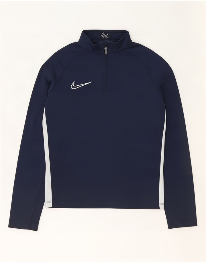Nike Boys Dri Fit Pullover Tracksuit Top 8-9 Years Small Navy Blue