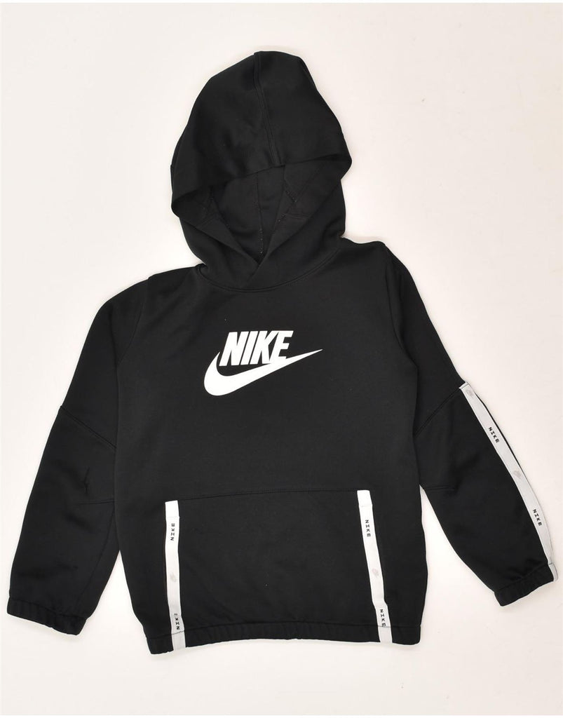 NIKE Boys Graphic Hoodie Jumper 7-8 Years XS Black Polyester | Vintage Nike | Thrift | Second-Hand Nike | Used Clothing | Messina Hembry 