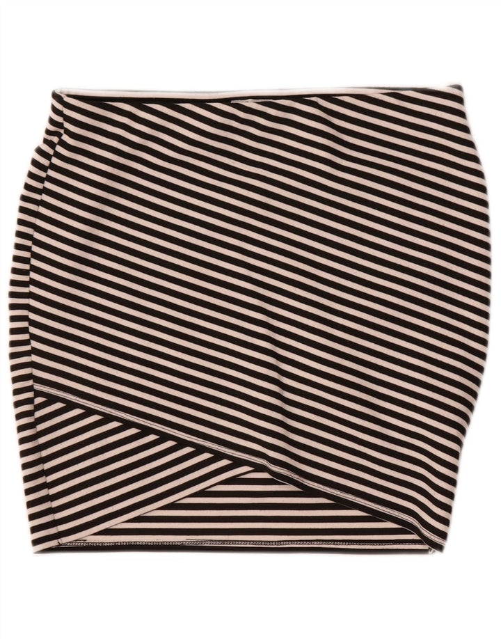 Zara Womens Trafaluc Mini Skirt Medium W28 Black Striped Polyester