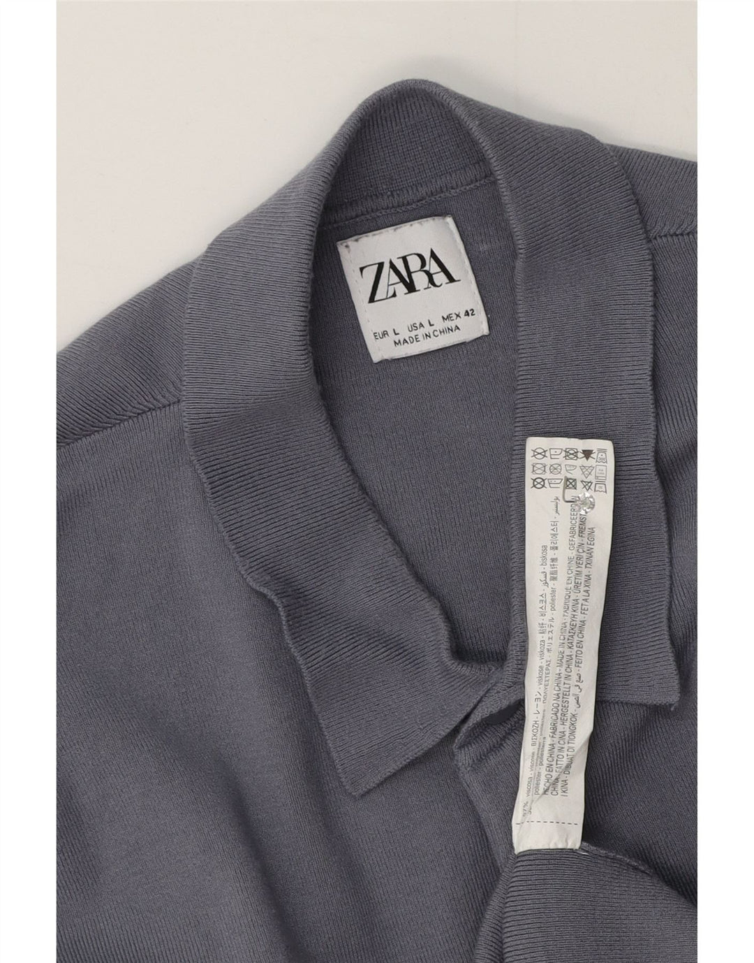 Zara Mens Polo Shirt Large Grey Viscose