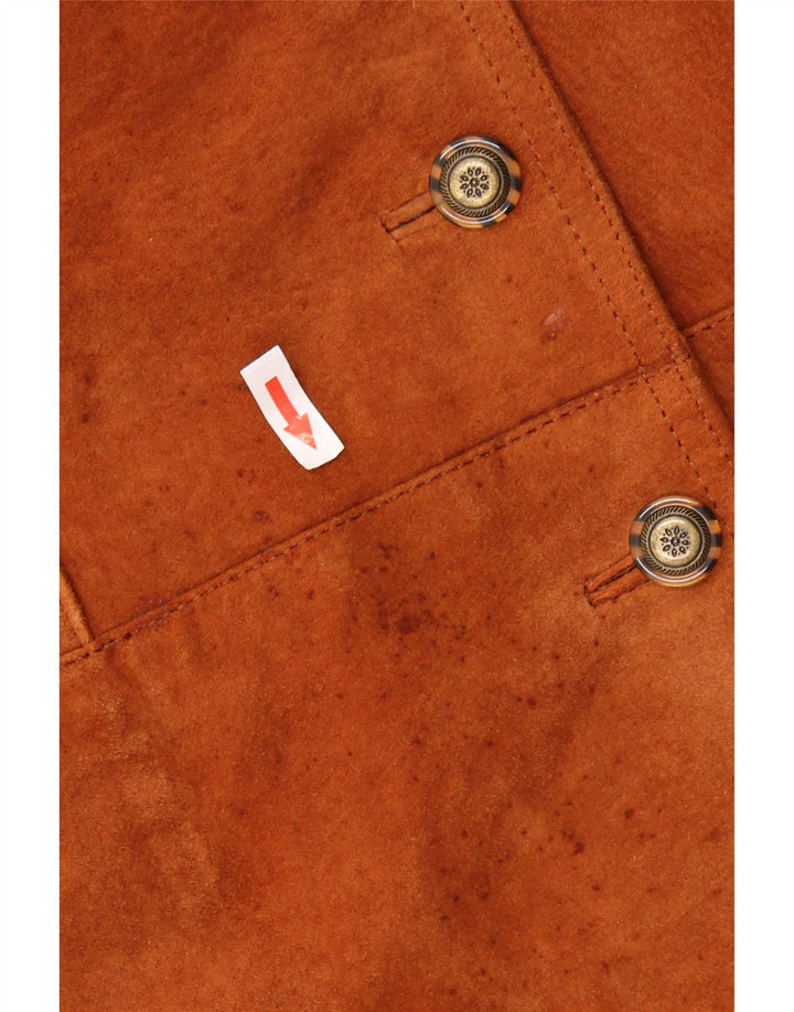 VINTAGE Womens Suede Gilet UK 24 4XL Brown Leather