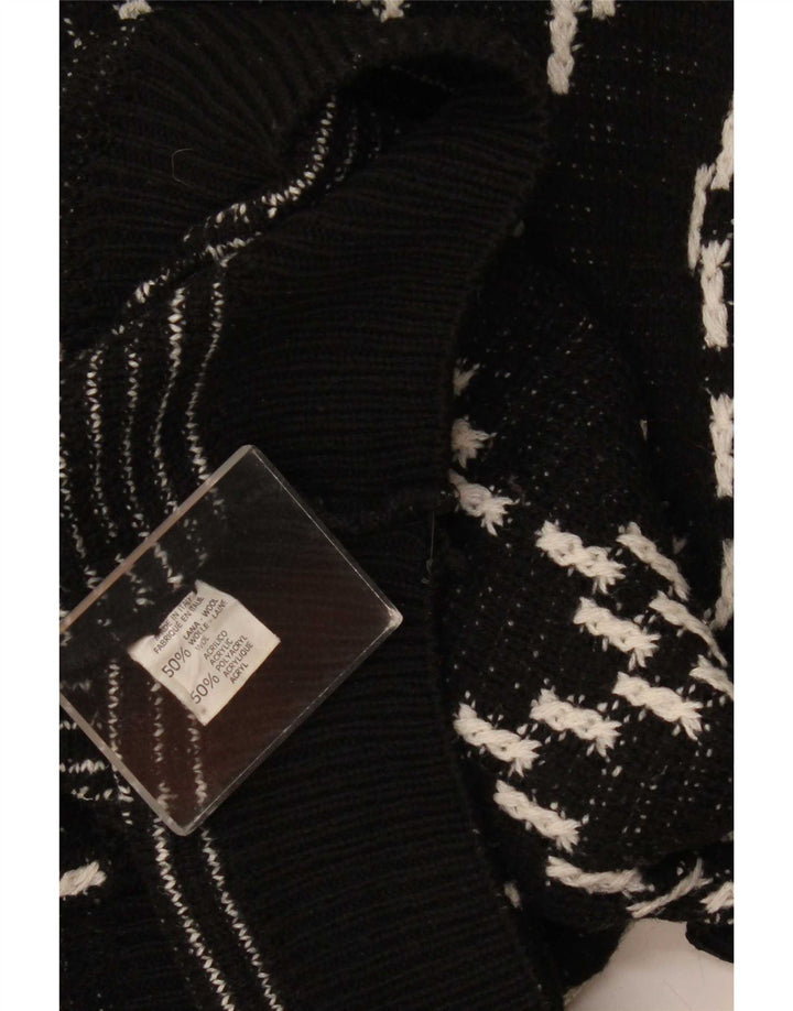 Vintage Mens Crew Neck Jumper Sweater XL Black Argyle/Diamond Wool