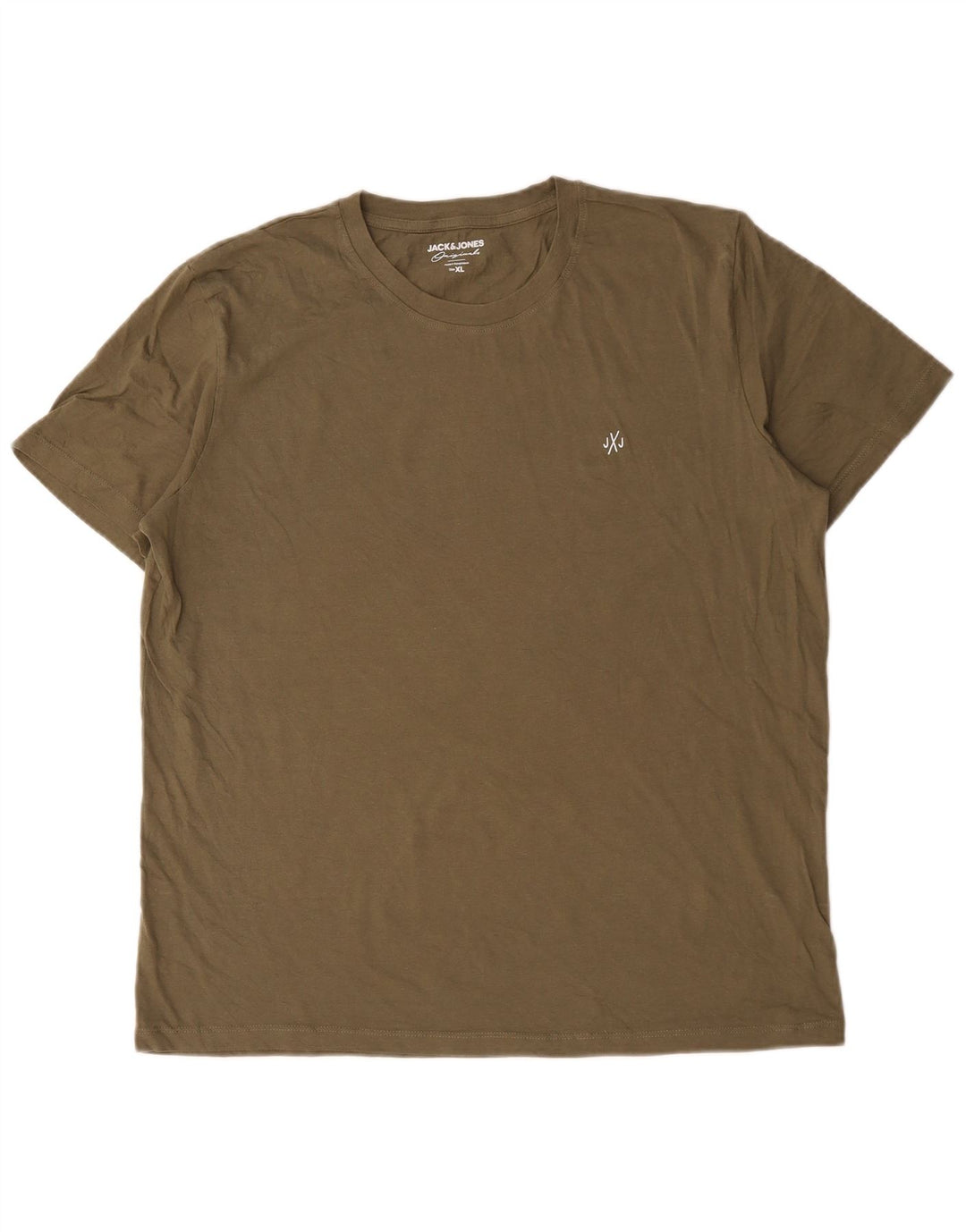Jack & Jones Mens T-Shirt Top XL Khaki Cotton