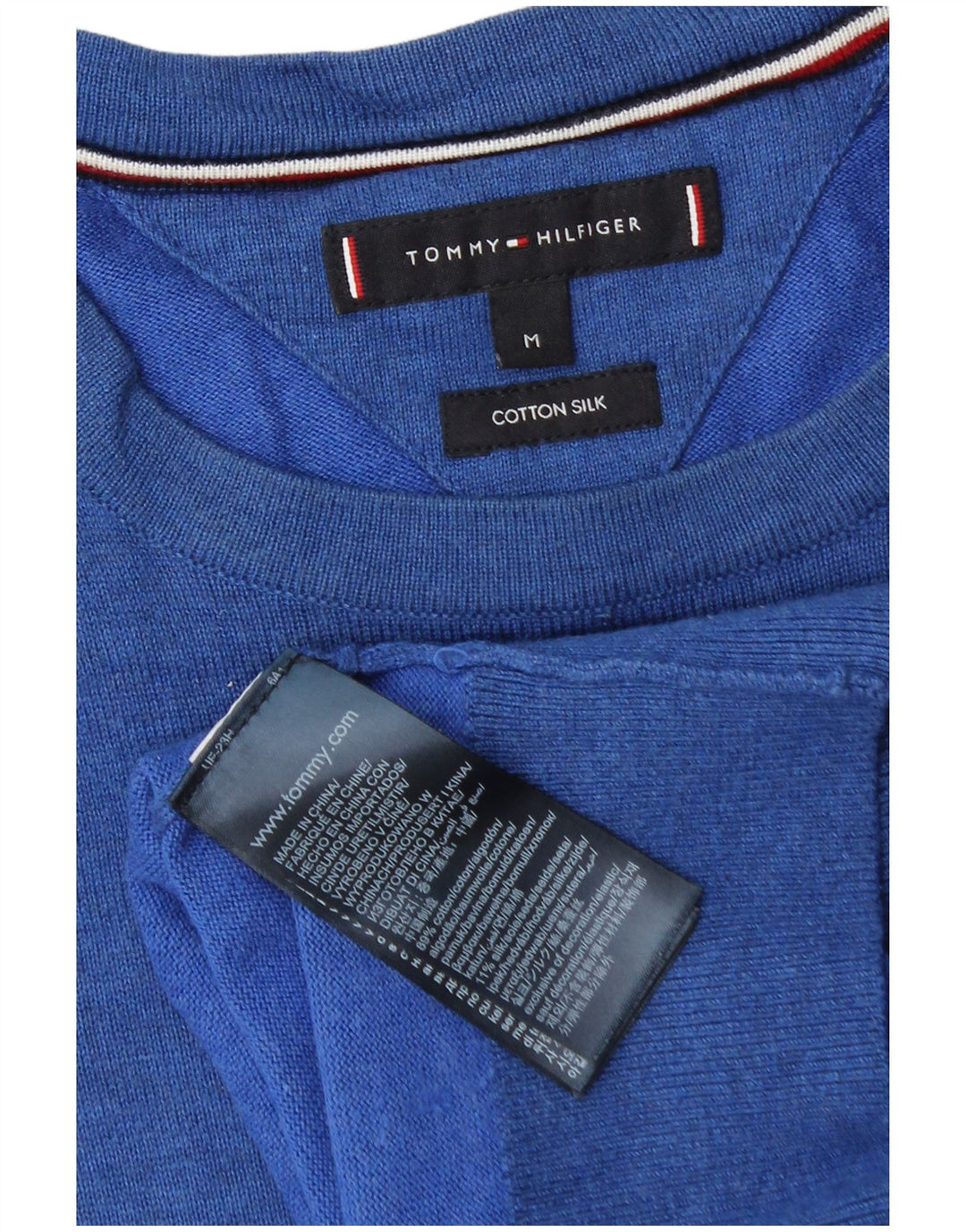Tommy Hilfiger Mens Crew Neck Jumper Sweater Medium Blue Cotton