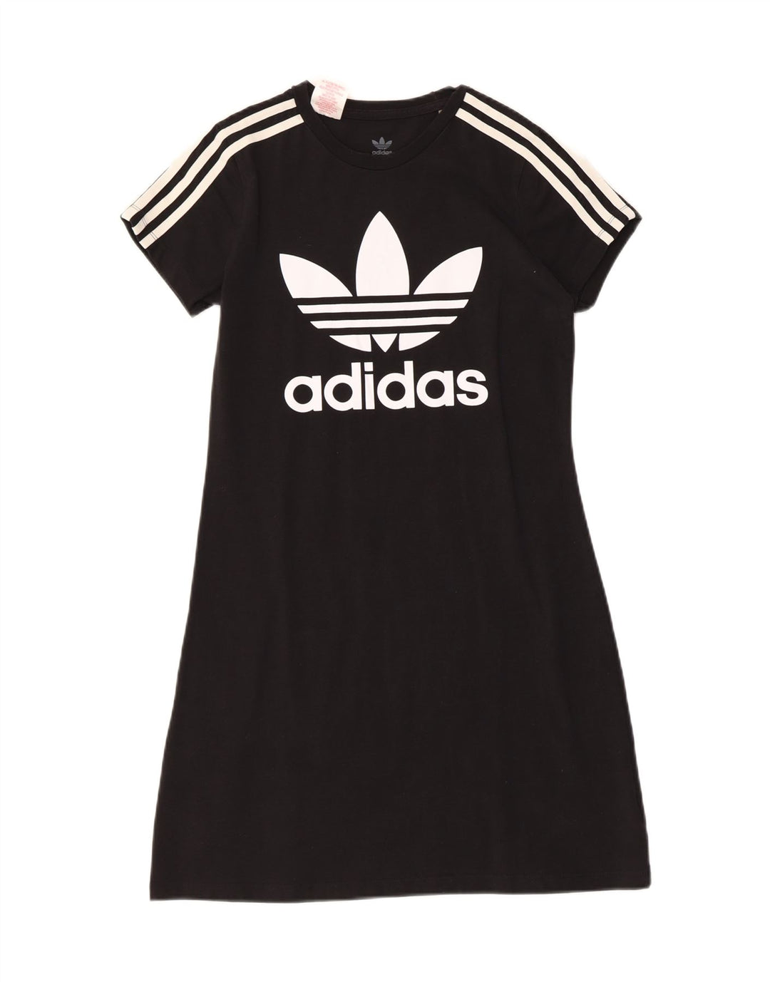 ADIDAS Girls Graphic T-Shirt Dress 13-14 Years Black Cotton