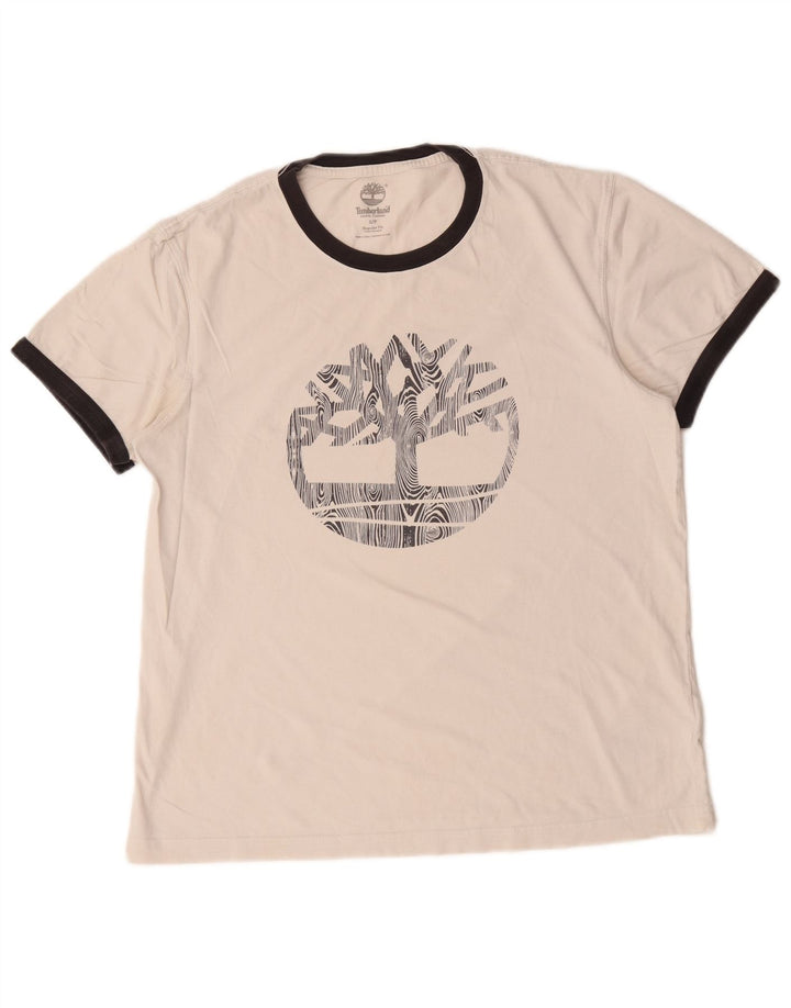 Timberland Mens Regular Fit Graphic T-Shirt Top Small White Cotton