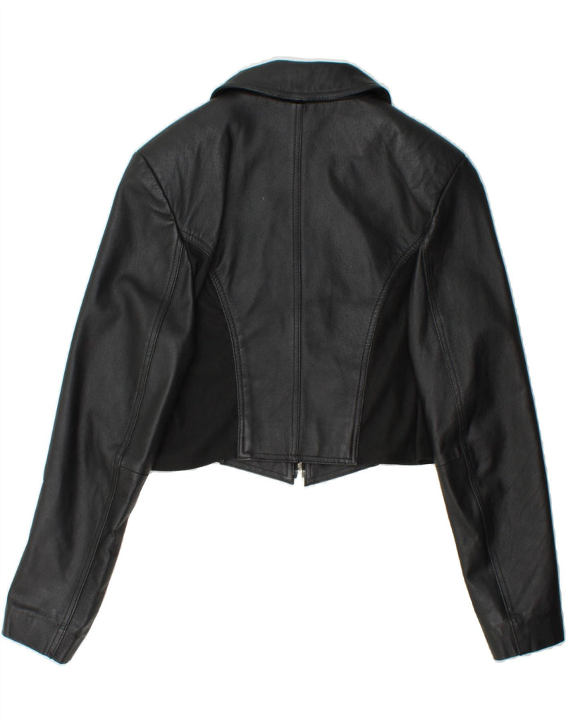 YUPPIE Womens Biker Jacket UK 10 Small Black Polyester Vintage Yuppie and Second-Hand Yuppie from Messina Hembry 