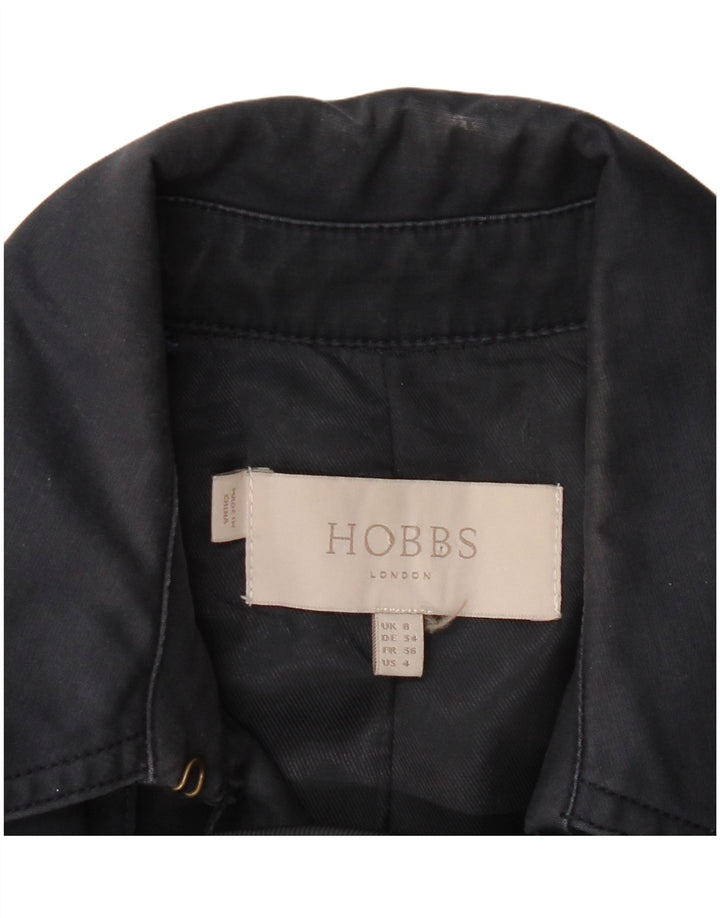 Hobbs Womens Trench Coat UK 8 Small Navy Blue Cotton