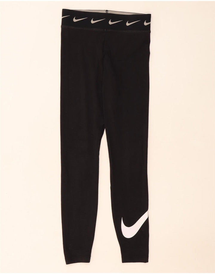 Nike Womens Graphic Leggings UK 10 Small Black Cotton