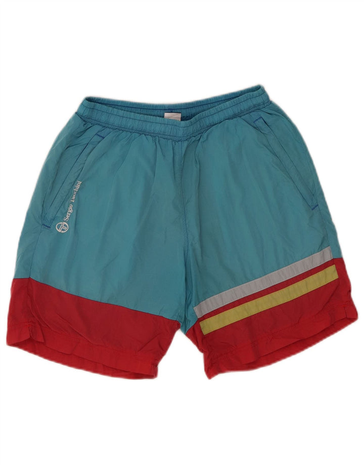 Sergio Tacchini Mens Swimming Shorts Small Turquoise Colourblock Polyamide