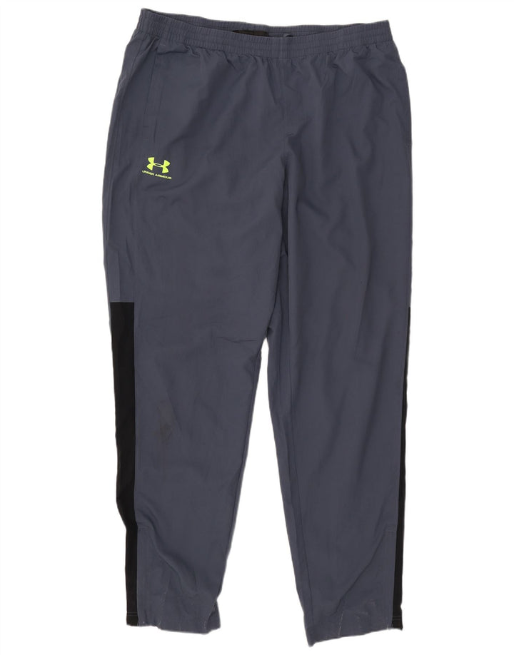 UNDER ARMOUR Mens Tracksuit Trousers 2XL Navy Blue Colourblock Polyester