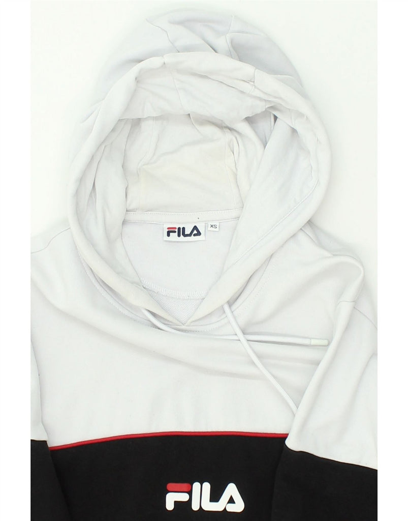 FILA Mens Graphic Hoodie Jumper XS Black Colourblock Cotton | Vintage Fila | Thrift | Second-Hand Fila | Used Clothing | Messina Hembry 