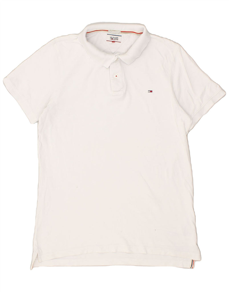 TOMMY HILFIGER Mens Slim Polo Shirt 2XL White Cotton | Vintage Tommy Hilfiger | Thrift | Second-Hand Tommy Hilfiger | Used Clothing | Messina Hembry 