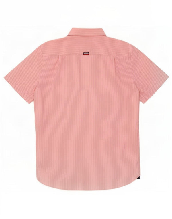 Superdry Mens Short Sleeve Shirt 2XL Pink Pinstripe Cotton