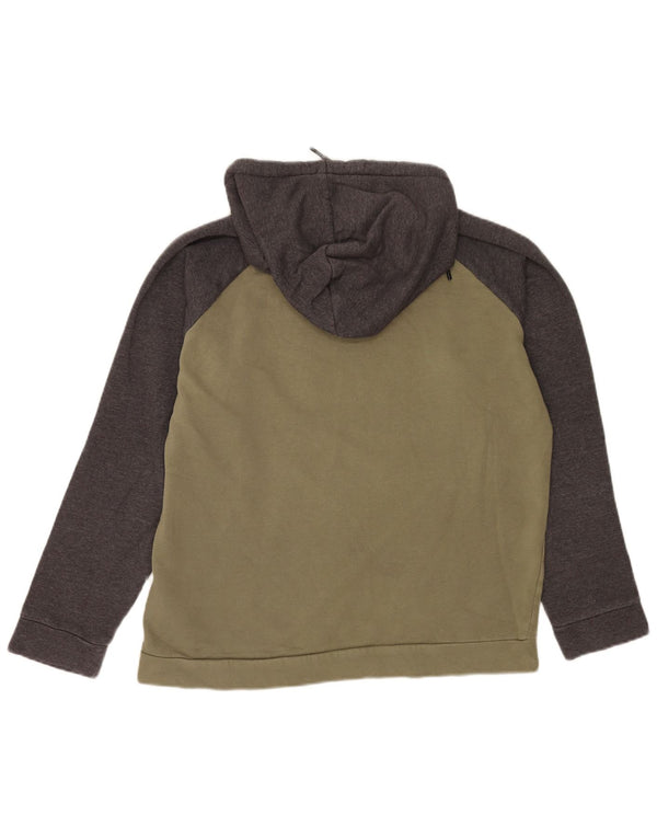 Jack & Jones Mens Graphic Hoodie Jumper Large Khaki Colourblock Cotton