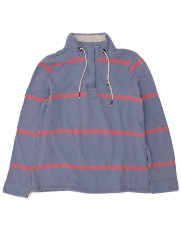 Crew Clothing Womens Zip Neck Sweatshirt Jumper UK 12 Medium Blue Striped