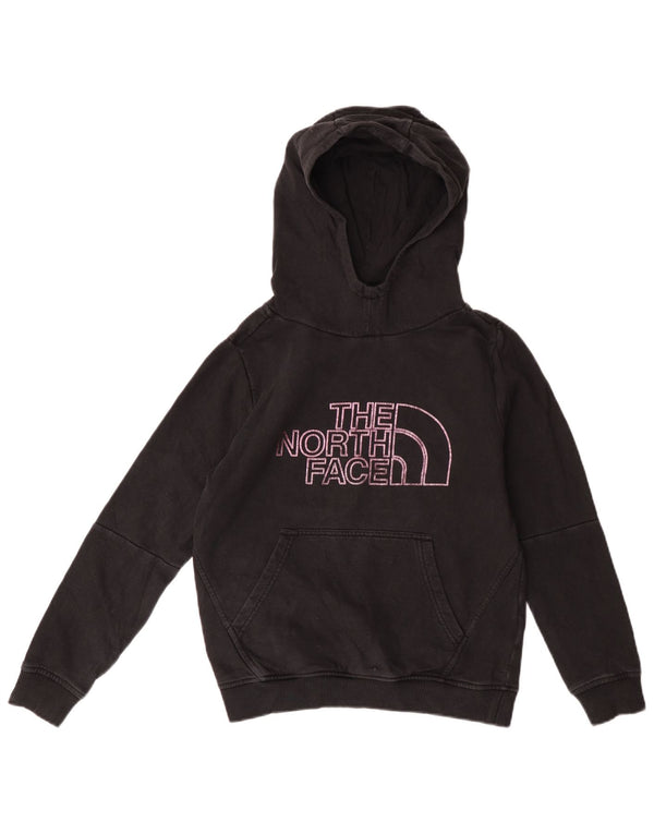 The North Face Girls Graphic Hoodie Jumper 9-10 Years Medium Black Cotton