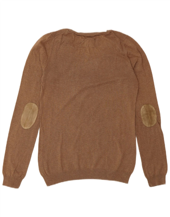 Massimo Dutti Womens Crew Neck Jumper Sweater UK 12 Medium Brown