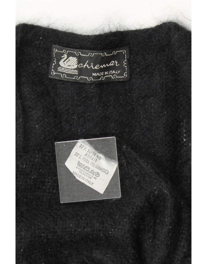VINTAGE Womens Cardigan Sweater UK 14 Medium Black Mohair Vintage Vintage and Second-Hand Vintage from Messina Hembry 