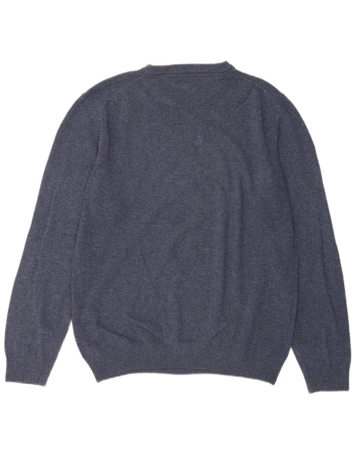 Gant Mens Crew Neck Jumper Sweater Large Blue Flecked Wool