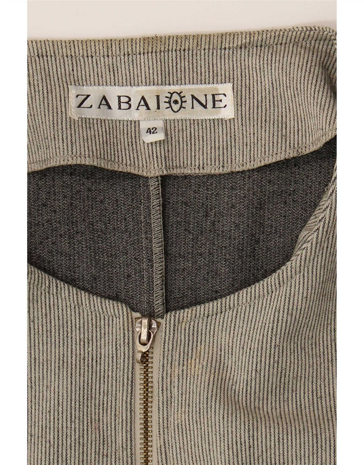 Zabaione Womens Full Zip Blazer Jacket IT 42 Medium Grey Pinstripe