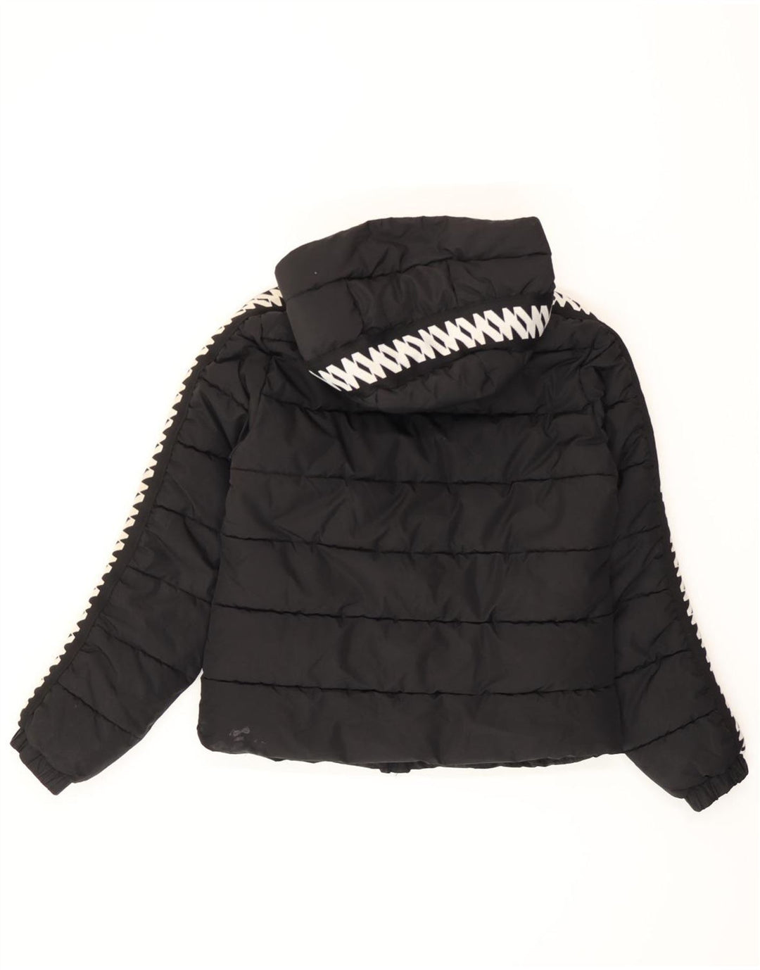 Superdry Womens Graphic Hooded Padded Jacket UK 8 Small Black Polyester