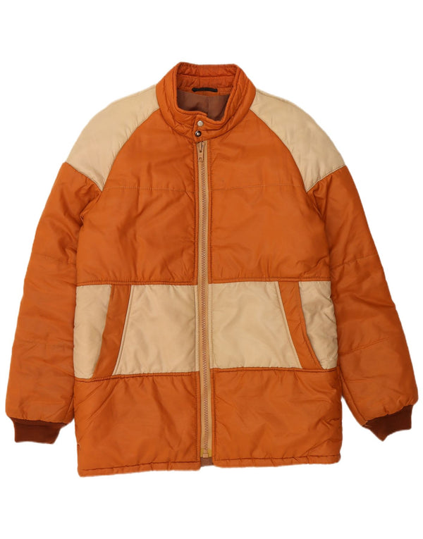 VINTAGE Mens Padded Jacket IT 52 XL Orange Colourblock Polyester