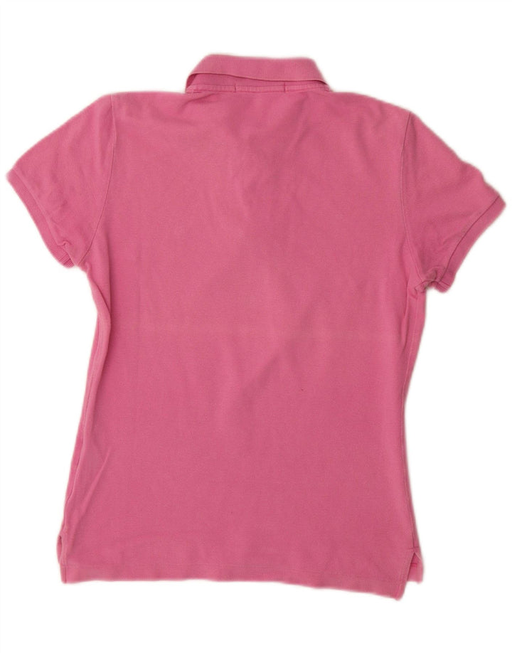RALPH LAUREN Womens Skinny Polo Shirt UK 12 Medium Pink Cotton