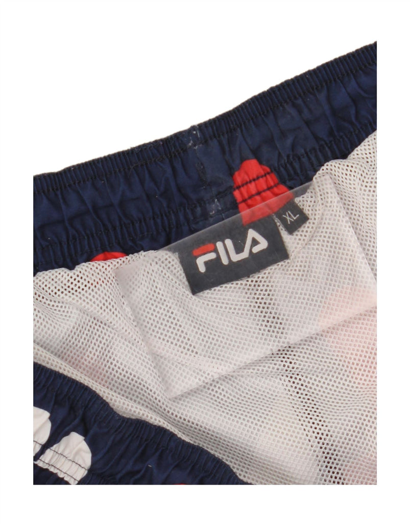 FILA Mens Graphic Swimming Shorts XL Navy Blue Polyester Vintage Fila and Second-Hand Fila from Messina Hembry 