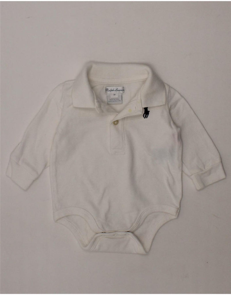 RALPH LAUREN Baby Boys Long Sleeve Bodysuit 0-3 Months White Cotton Vintage Ralph Lauren and Second-Hand Ralph Lauren from Messina Hembry 