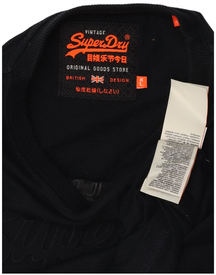 SUPERDRY Mens Graphic T-Shirt Top XL Black Cotton