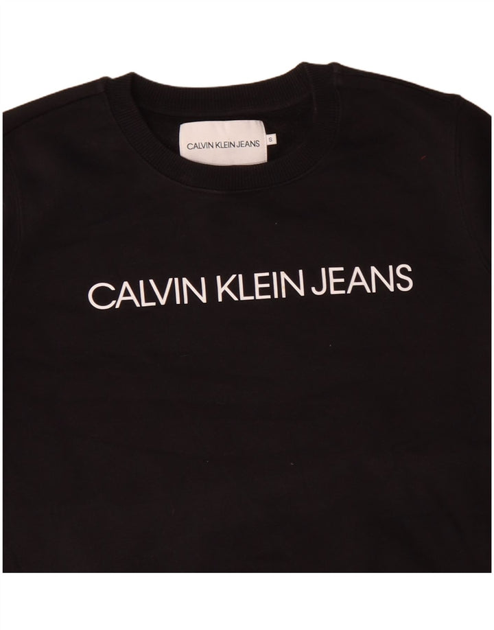 CALVIN KLEIN JEANS Womens Oversized Sweatshirt Jumper UK 10 Small Black
