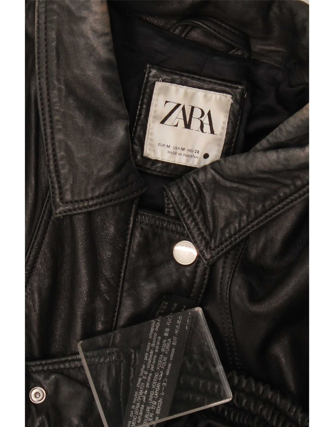 Zara Womens Leather Jacket UK 14 Medium Black