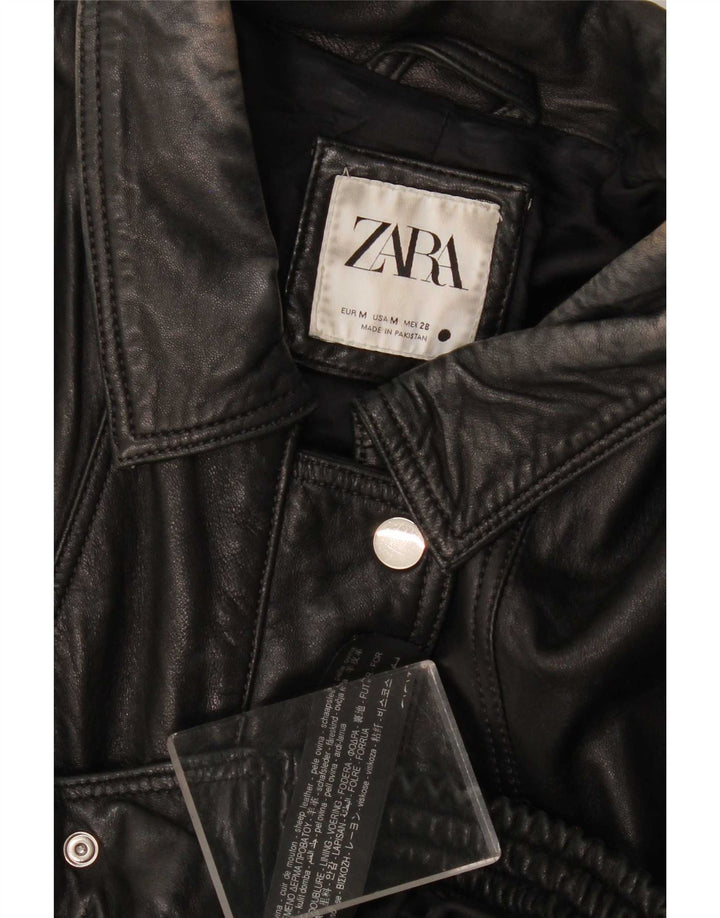 Zara Womens Leather Jacket UK 14 Medium Black