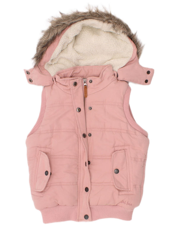 Fat Face Girls Hooded Padded Gilet 8-9 Years Pink Polyester
