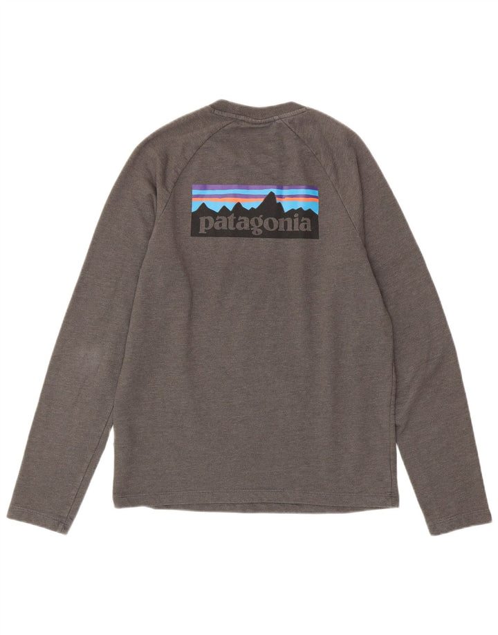 PATAGONIA Mens Graphic Top Long Sleeve Small Grey Cotton