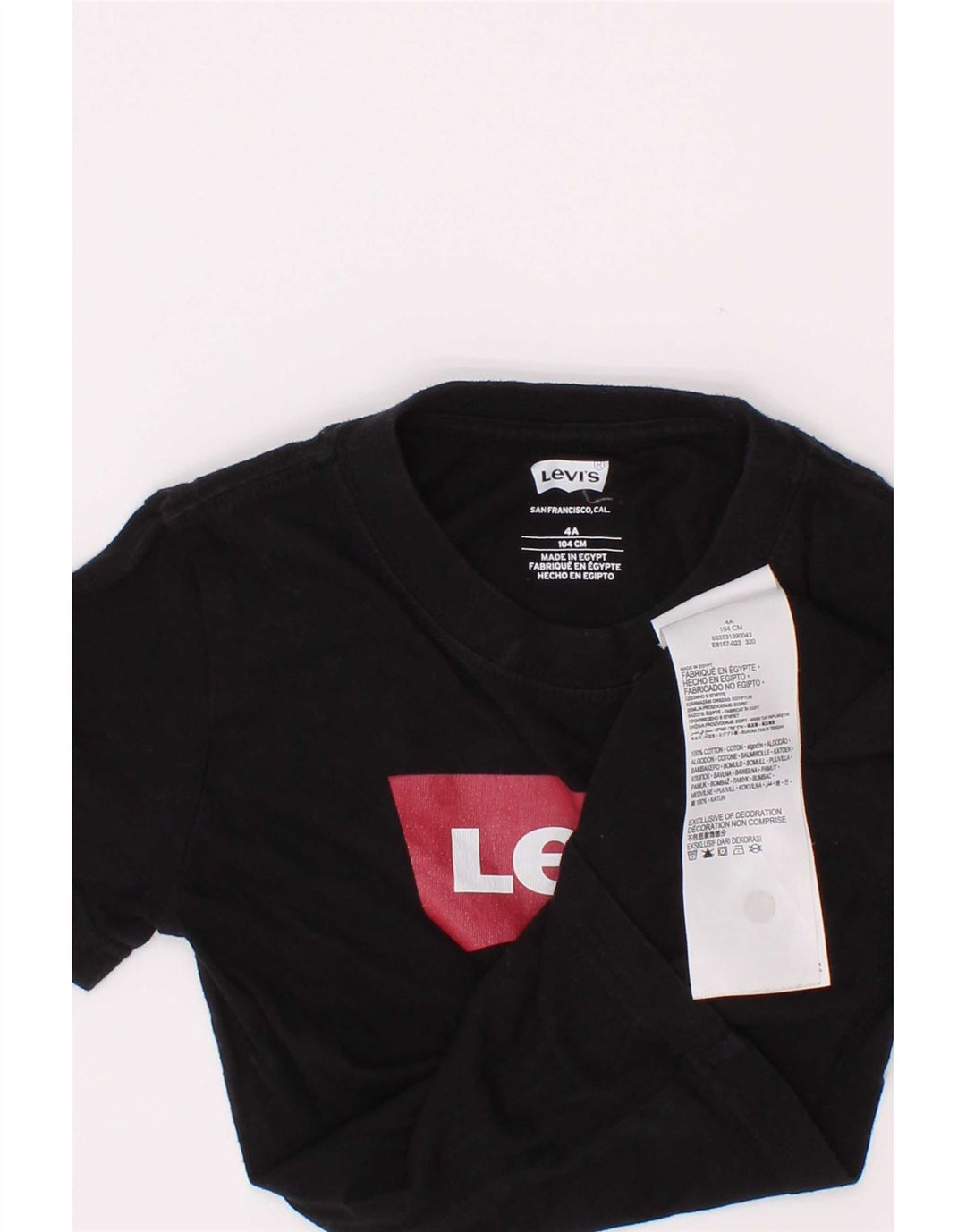 Levi's Boys Graphic T-Shirt Top 3-4 Years Black Cotton