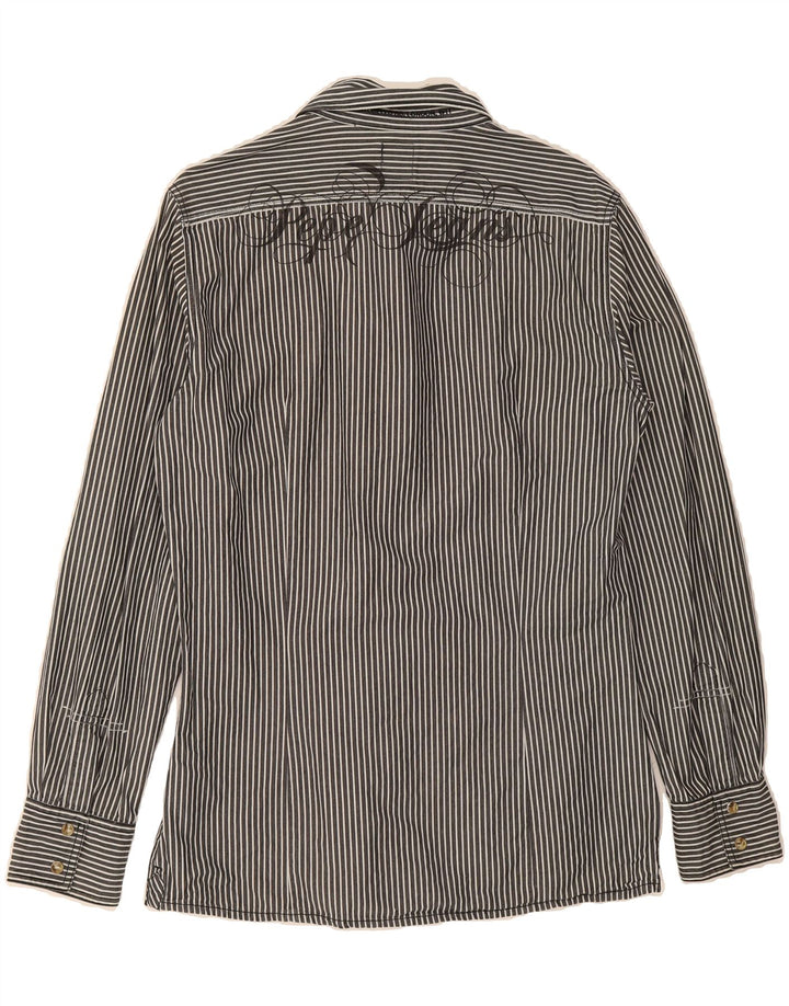 PEPE JEANS Mens Slim Fit Shirt Medium Black Striped Cotton Vintage PEPE Jeans and Second-Hand PEPE Jeans from Messina Hembry 
