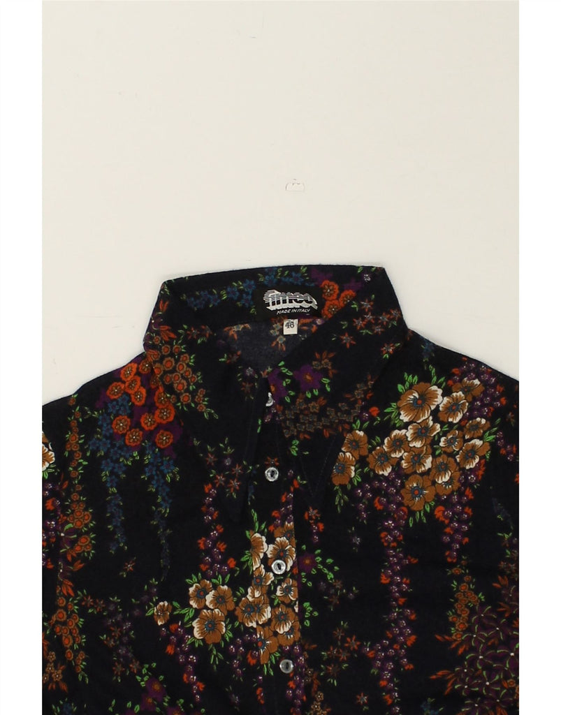 VINTAGE Womens Shirt IT 46 Large Black Floral | Vintage Vintage | Thrift | Second-Hand Vintage | Used Clothing | Messina Hembry 