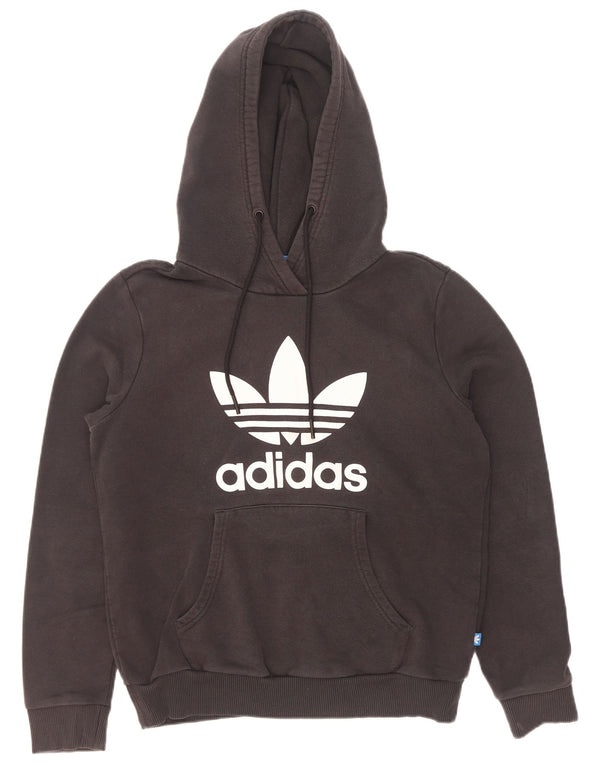 Adidas Womens Graphic Hoodie Jumper UK 14 Large  Black Cotton