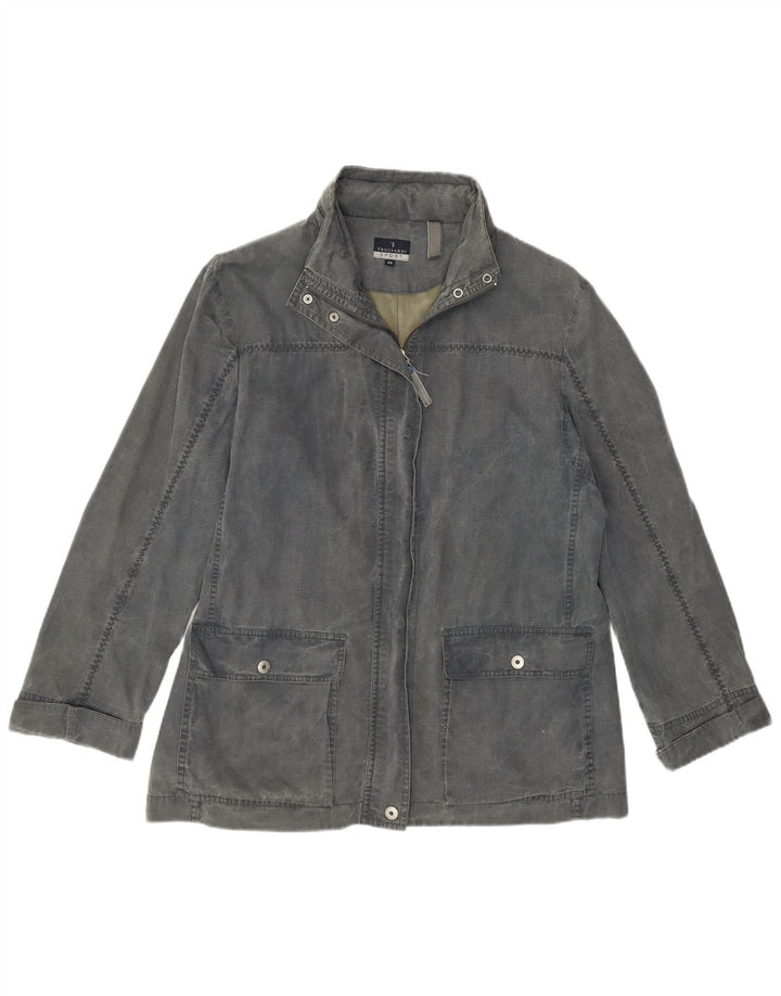 TRUSSARDI Womens Hooded Utility Jacket IT 44 Medium Grey Cotton